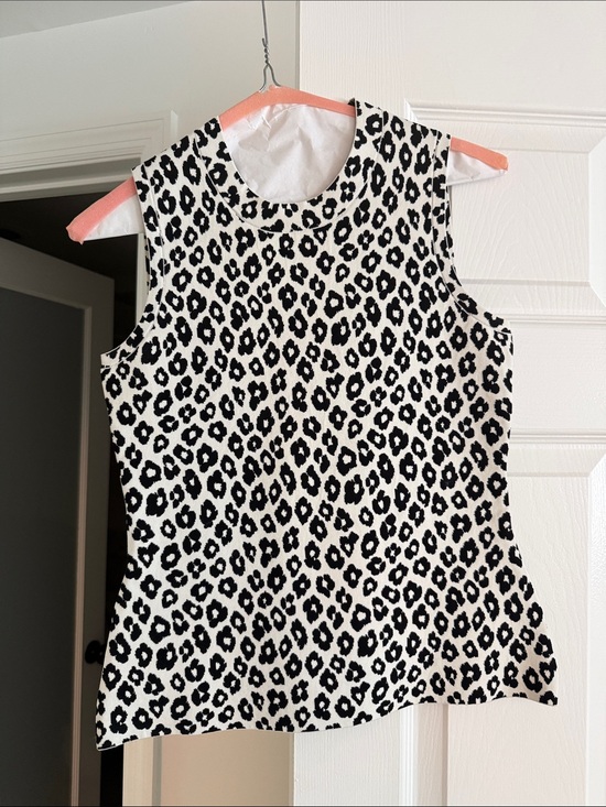Theory Tops - Theory Black and White Leopard Print Tank